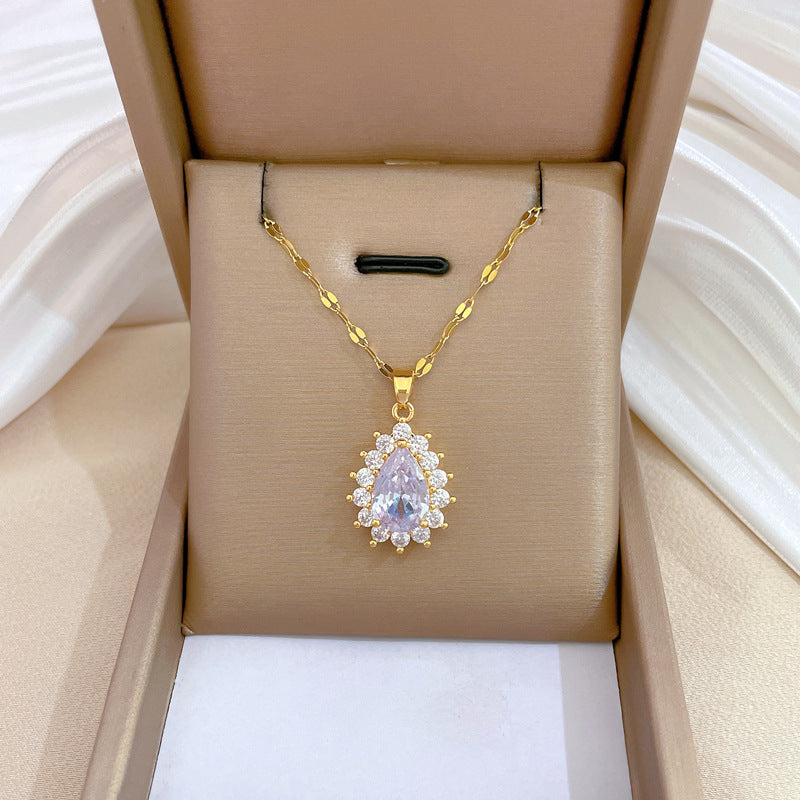 Elegant Banquet Jewelry Set – Micro-Inlaid Necklace and Earrings for Women