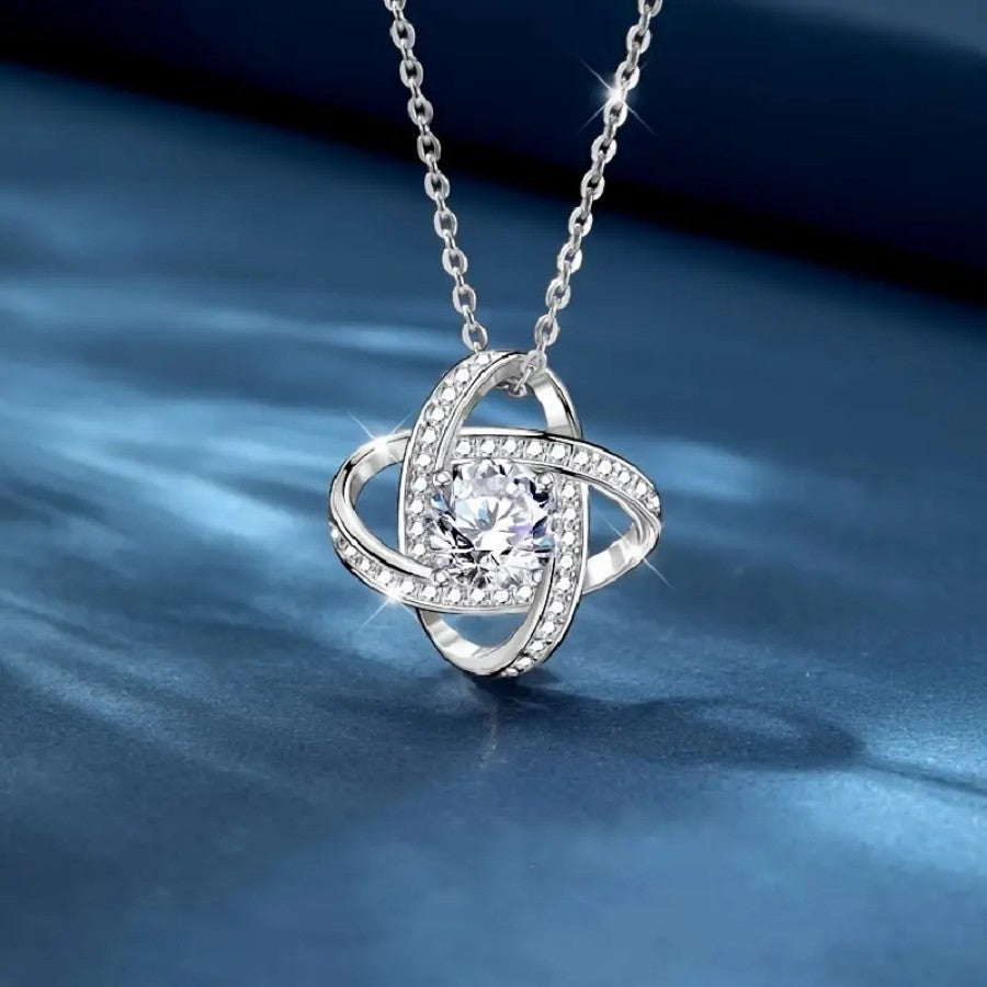 Heart Of Eternity Clavicle Chain Rotating Lucky Pendant Necklace With Card