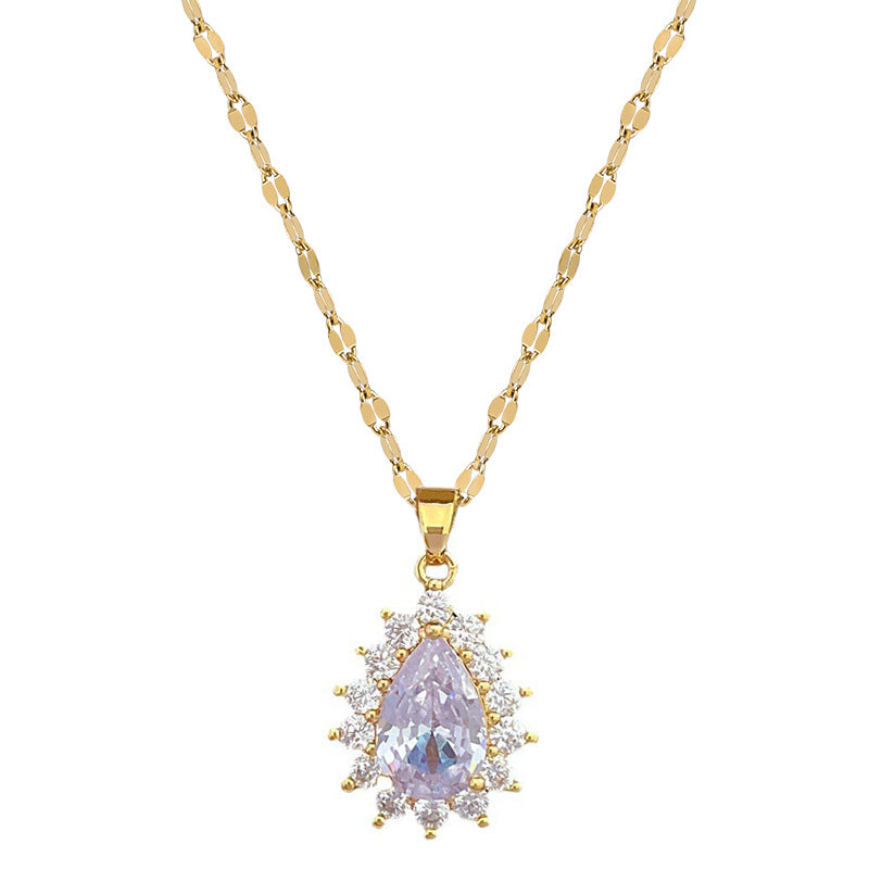 Elegant Banquet Jewelry Set – Micro-Inlaid Necklace and Earrings for Women