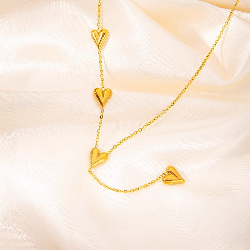 Simple Tassel Heart Necklace for Women Titanium Steel Pendant