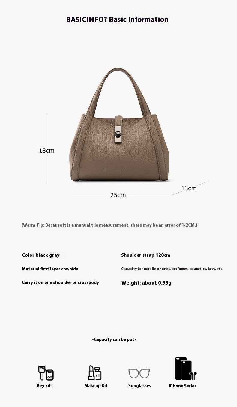 Fashionable Korean-style Large-capacity Leather Handbag