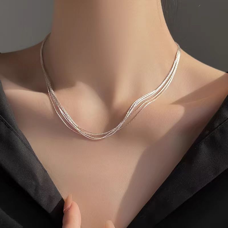 Women’s Snake Chain Necklace – Multi-Layer Gold Choker Clavicle Jewelry