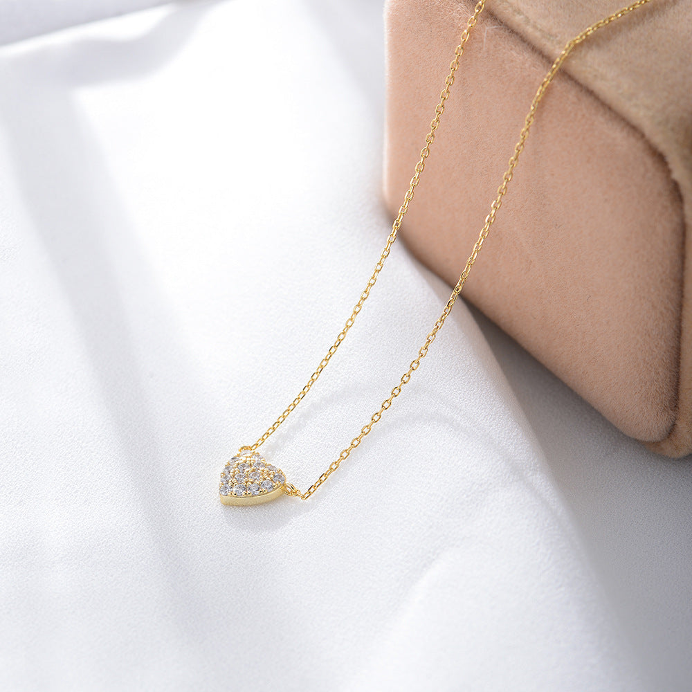 Silver Heart-Shaped Zircon Necklace for Women Romantic Jewelry Gift