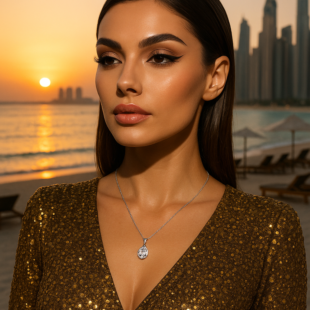 Light Luxury Drop-shaped 1 Karat Shining Moissanite Necklace S925 Sterling Silver White Gold Plated