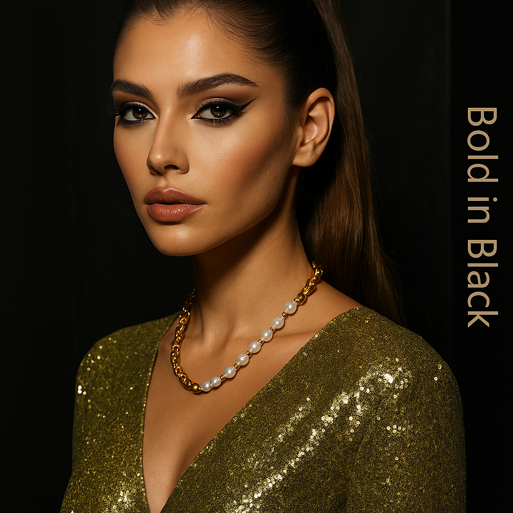 Gold Plated Pearl Necklace for Women – Titanium Steel Freshwater Jewelry