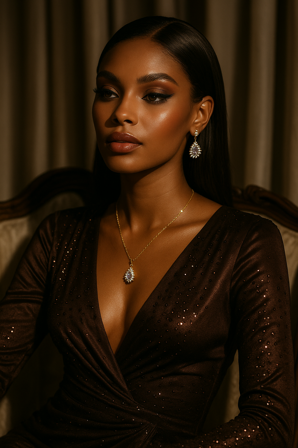 Elegant Banquet Jewelry Set – Micro-Inlaid Necklace and Earrings for Women