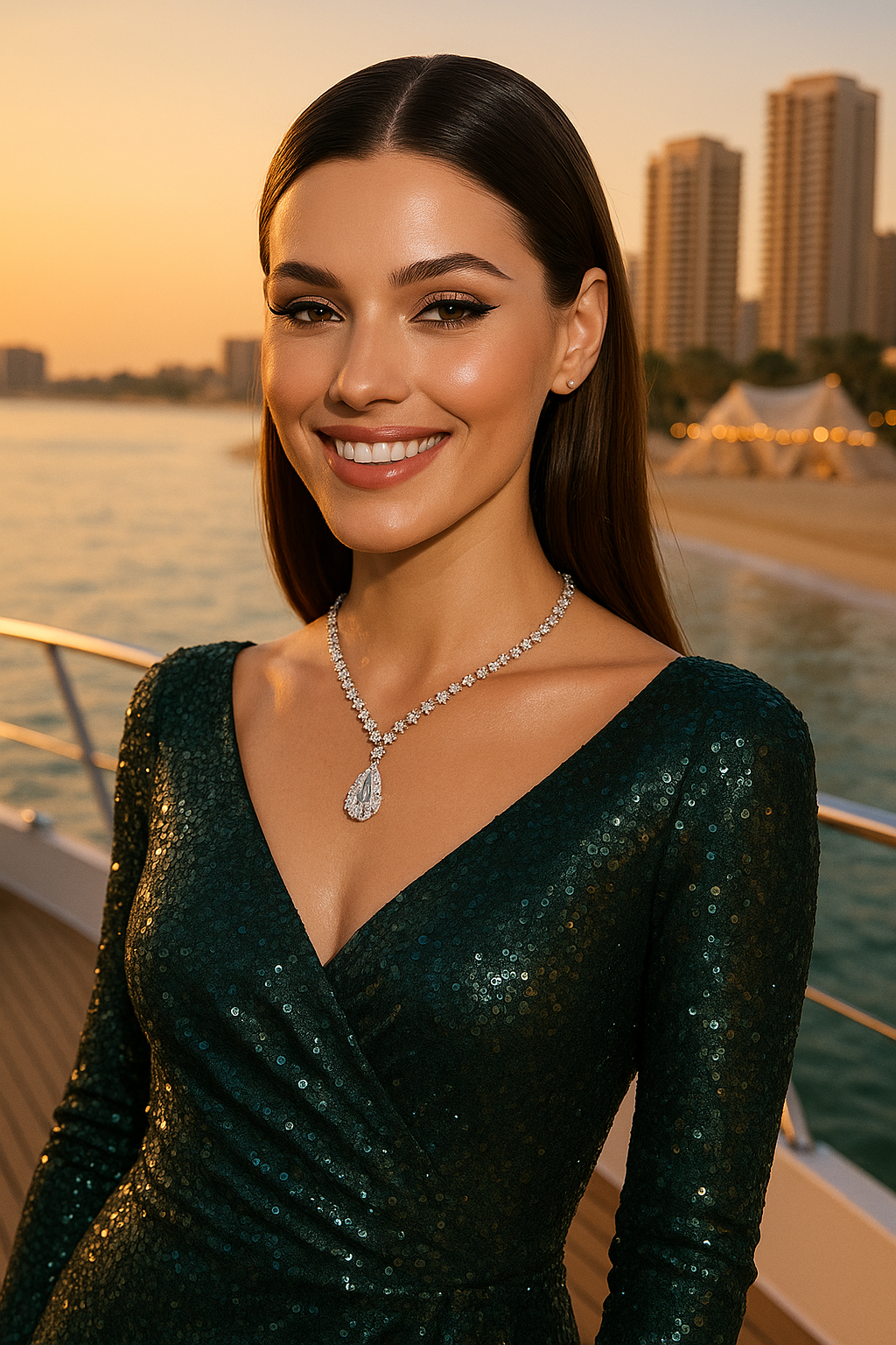 Diamond Water Drop Stitching Necklace High Profile