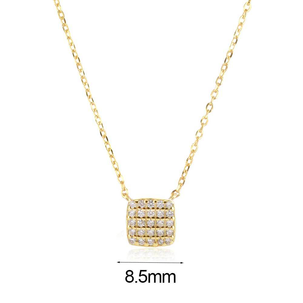 S925 Sterling Silver Square Stone Pendant Necklace for Women