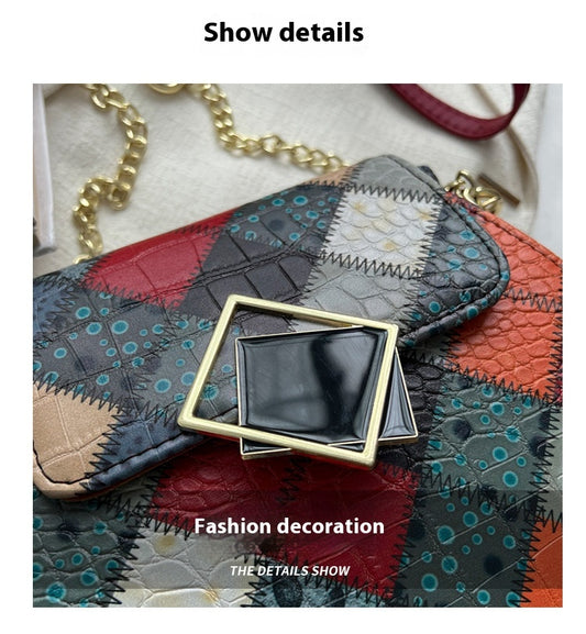 Women’s Small Square Chain Bag – Stylish Textured Stitching Shoulder Purse