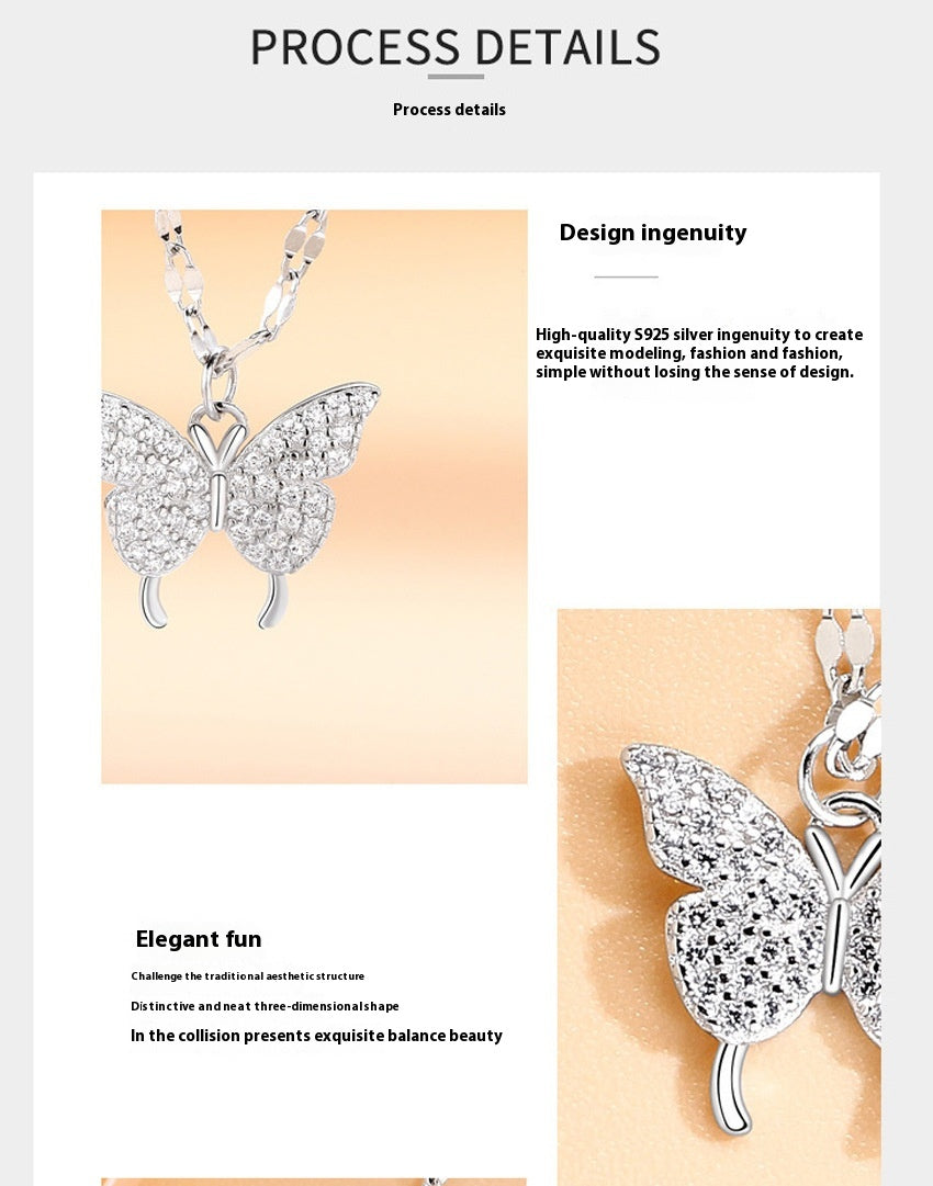 Women’s Butterfly Pendant Necklace – Luxury Tassel High-Grade Clavicle Chain