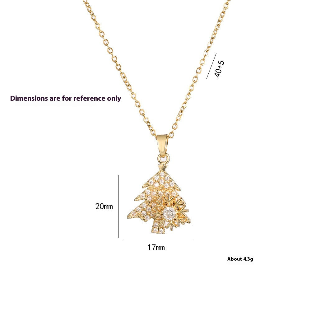 Women’s Snowflake Pendant Necklace – Christmas Tree Titanium Steel Jewelry