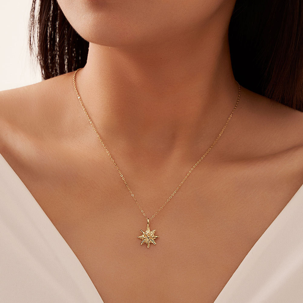 S925 Sterling Silver Star Pendant Necklace – 14K Gold Plated Chain