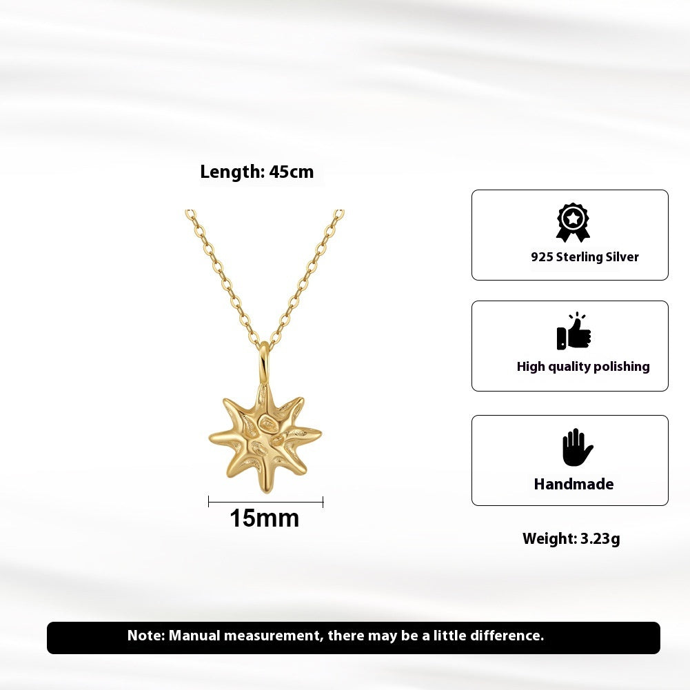S925 Sterling Silver Star Pendant Necklace – 14K Gold Plated Chain