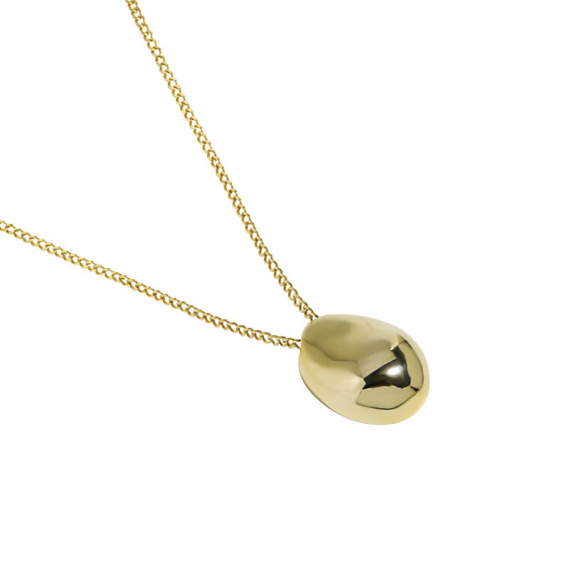 S925 Sterling Silver Egg-Shaped Pendant Necklace for Women