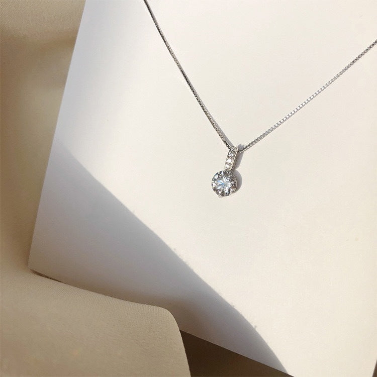 S925 Sterling Silver Solitaire Necklace for Women – Simple Luxury Jewelry