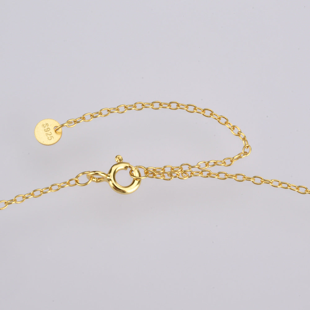 S925 Sterling Silver Square Stone Pendant Necklace for Women