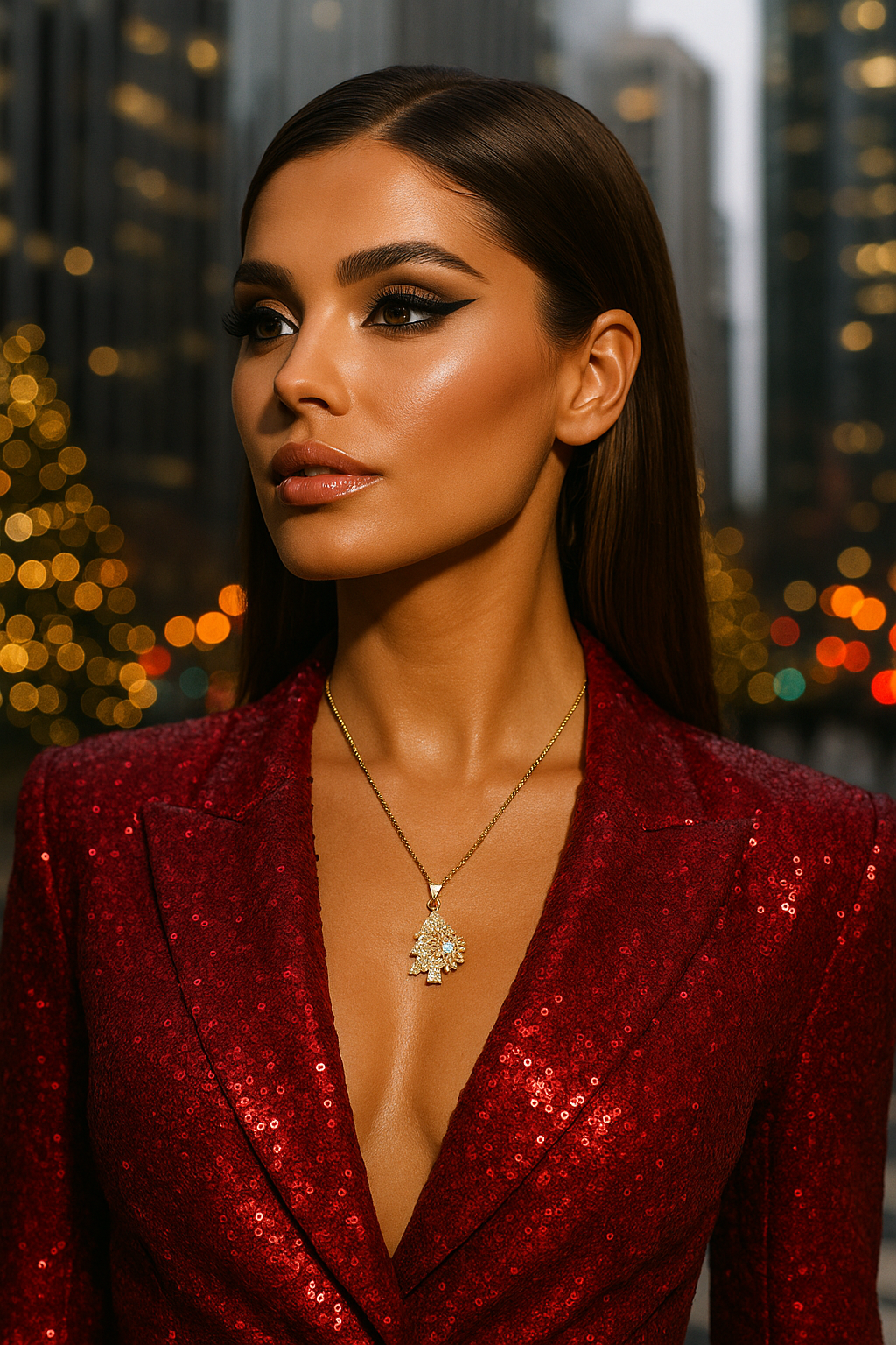 Women’s Snowflake Pendant Necklace – Christmas Tree Titanium Steel Jewelry