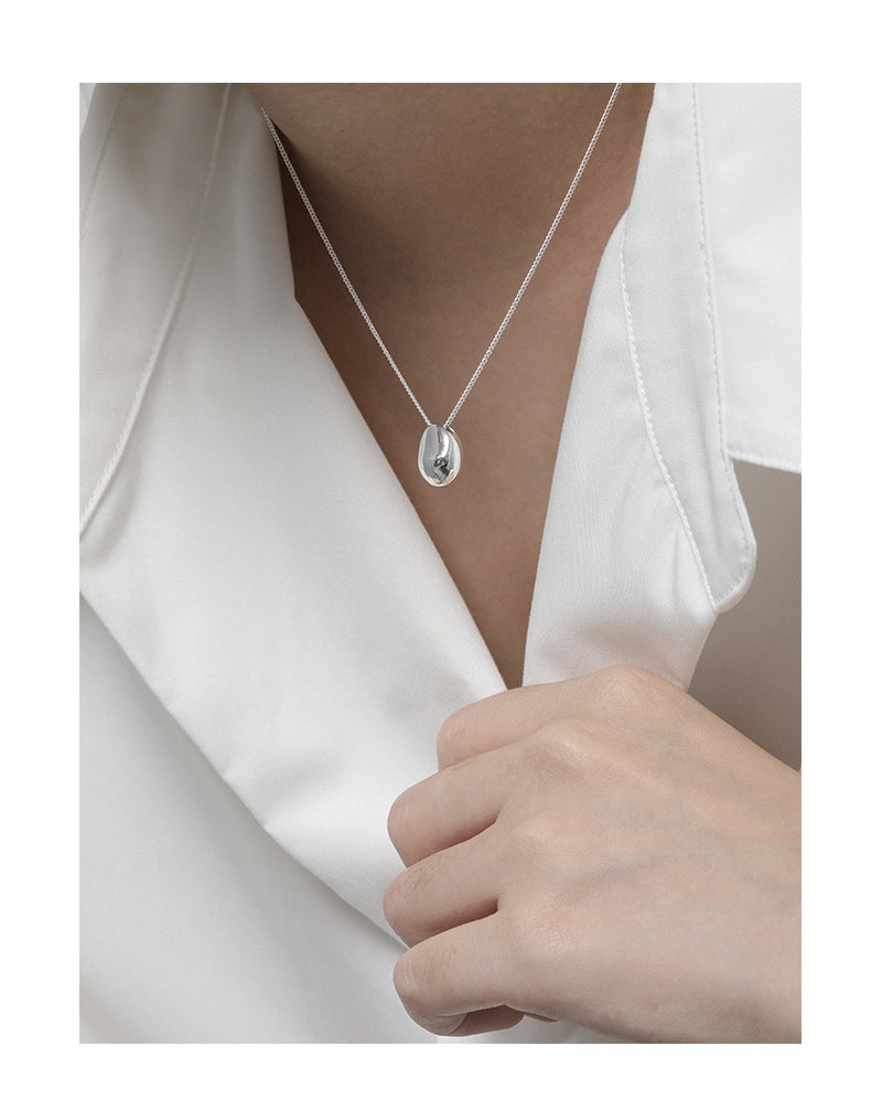 S925 Sterling Silver Egg-Shaped Pendant Necklace for Women