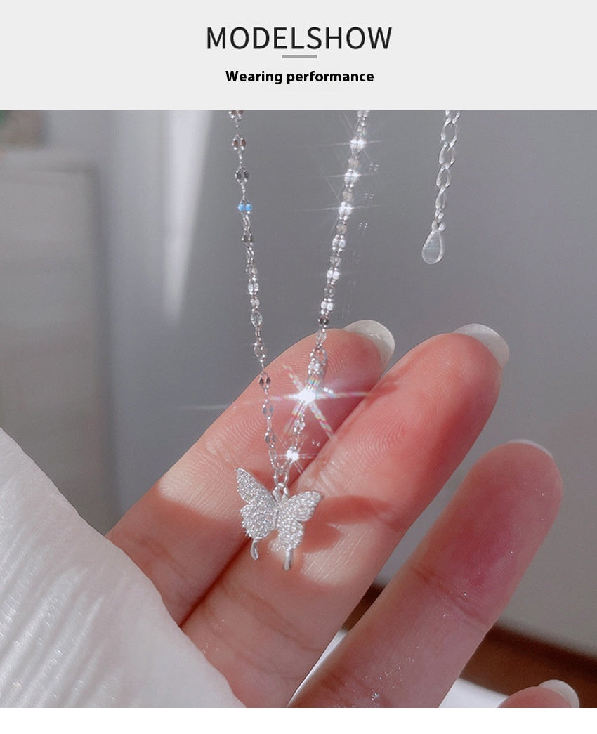 Women’s Butterfly Pendant Necklace – Luxury Tassel High-Grade Clavicle Chain