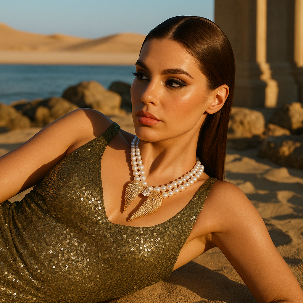 Retro Pearl Wings Multi-layer Necklace