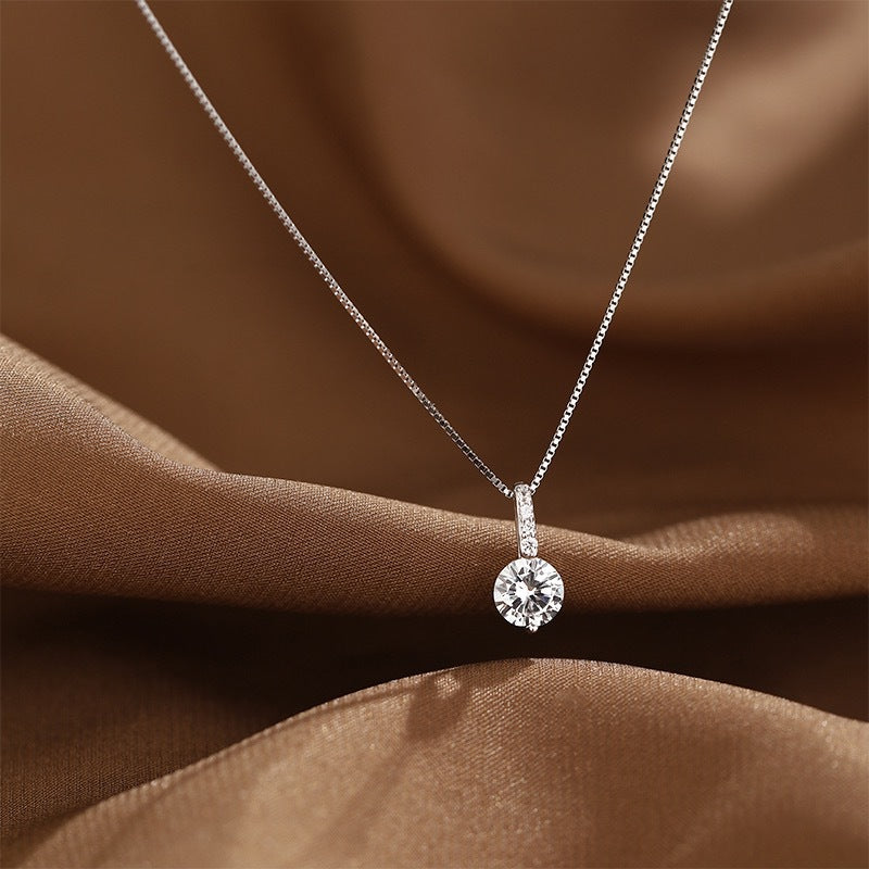 S925 Sterling Silver Solitaire Necklace for Women – Simple Luxury Jewelry