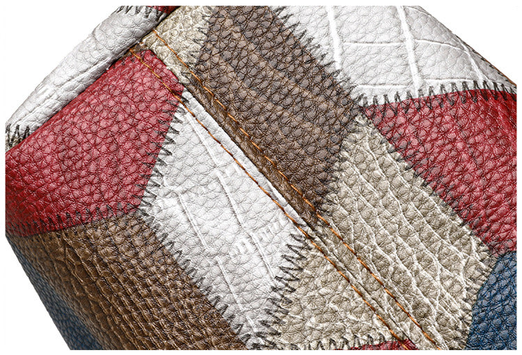 Retro Geometric Pattern Color-matching Shoulder Bag Fashion Large Capacity Stitching Handbag For Women Totes