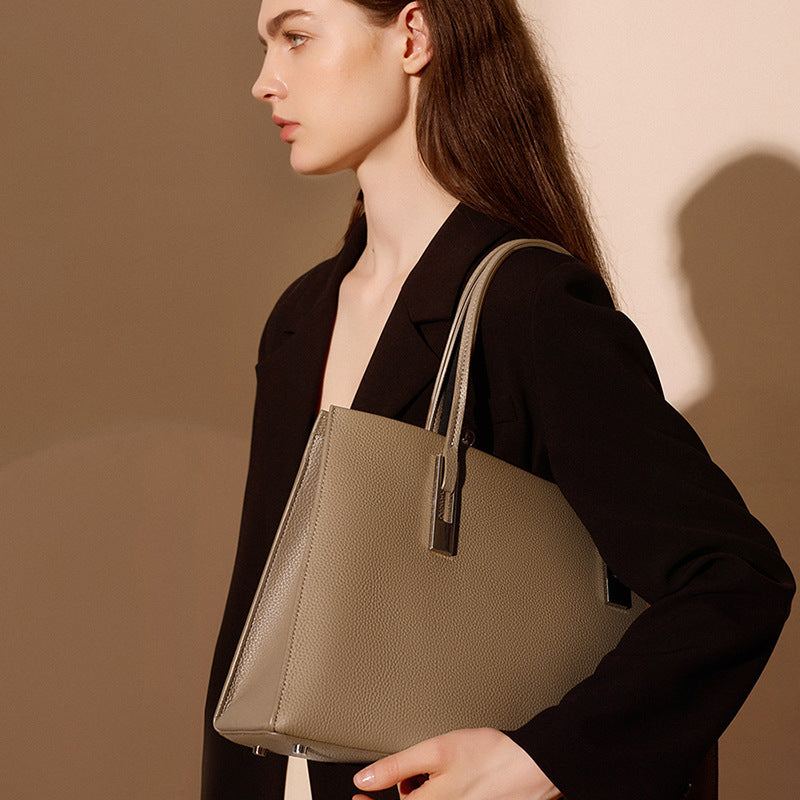 Large Capacity Top Layer, Cowhide Tote Bag