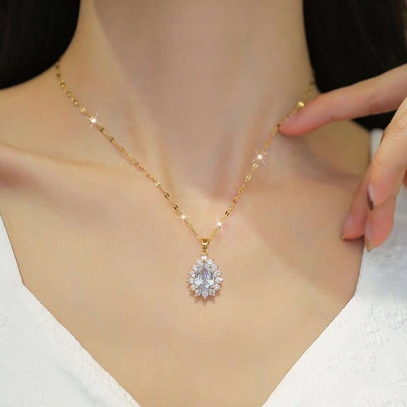Elegant Banquet Jewelry Set – Micro-Inlaid Necklace and Earrings for Women
