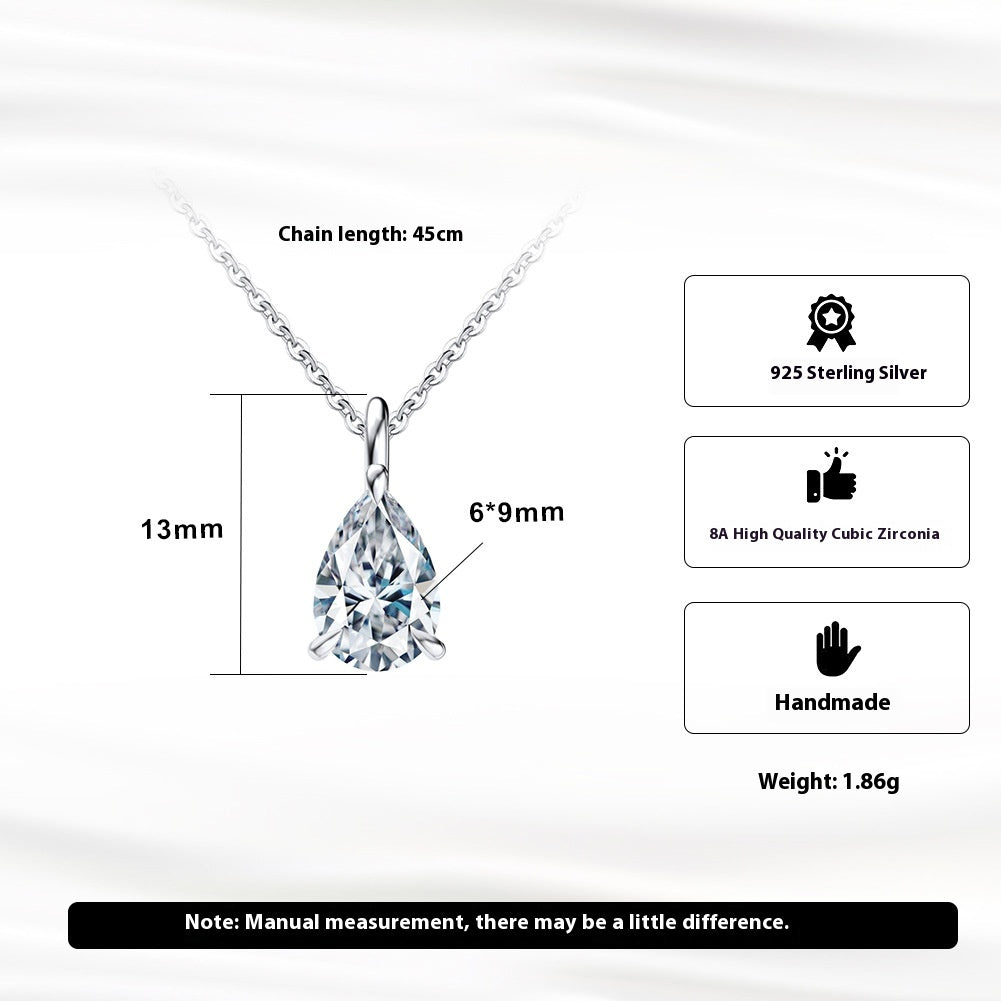 S925 Sterling Silver Drop-shaped Zircon Necklace
