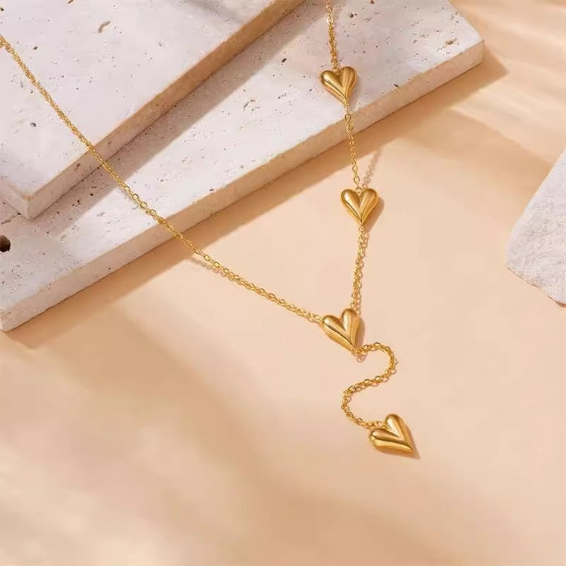 Simple Tassel Heart Necklace for Women Titanium Steel Pendant