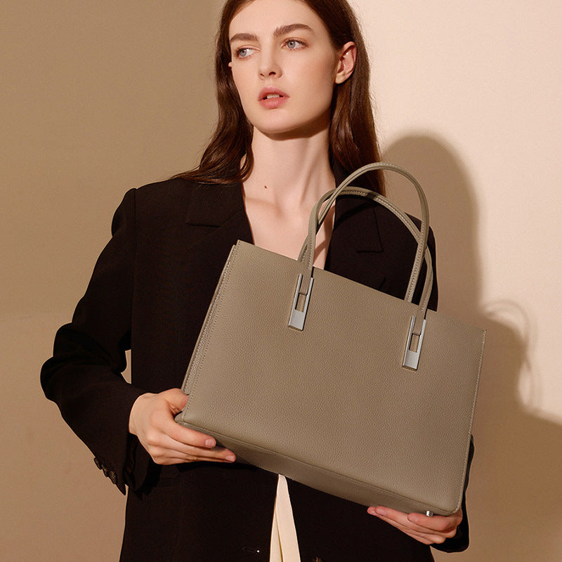 Large Capacity Top Layer, Cowhide Tote Bag