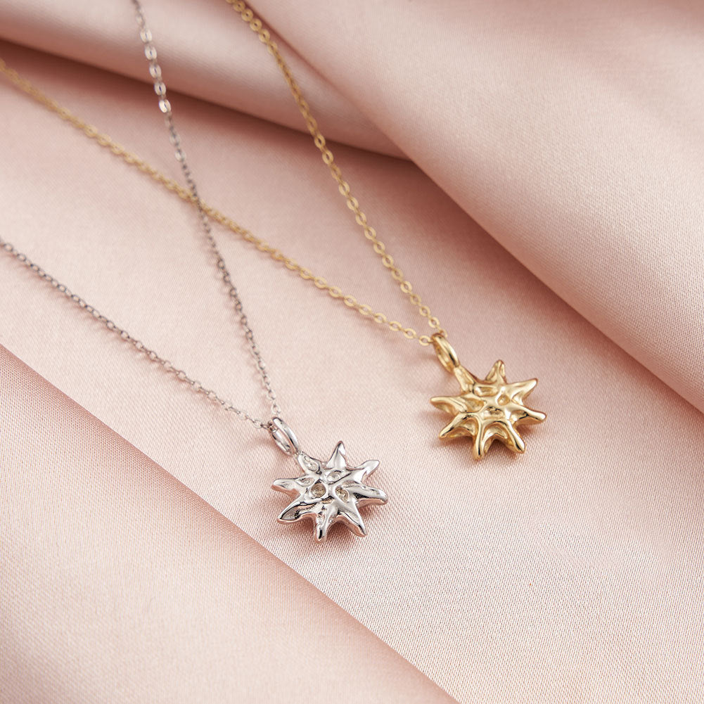 S925 Sterling Silver Star Pendant Necklace – 14K Gold Plated Chain