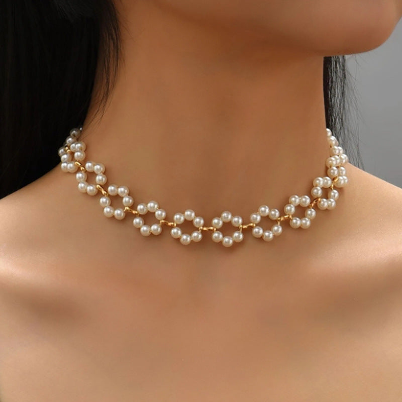 Women’s Pearl Flower Necklace – Elegant Clavicle Chain Fashion Jewelry