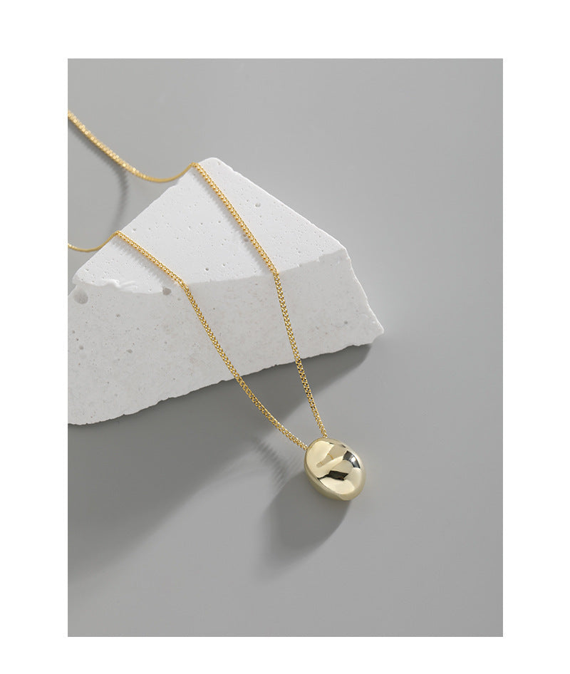 S925 Sterling Silver Egg-Shaped Pendant Necklace for Women