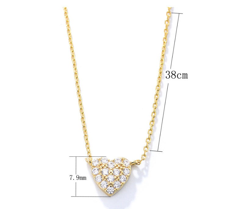 Silver Heart-Shaped Zircon Necklace for Women Romantic Jewelry Gift