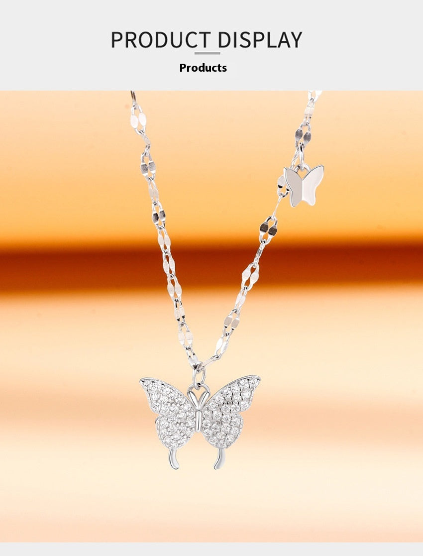 Women’s Butterfly Pendant Necklace – Luxury Tassel High-Grade Clavicle Chain