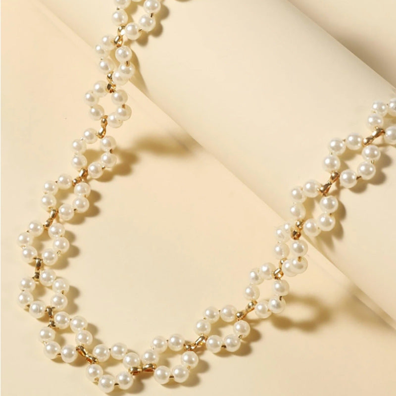 Women’s Pearl Flower Necklace – Elegant Clavicle Chain Fashion Jewelry