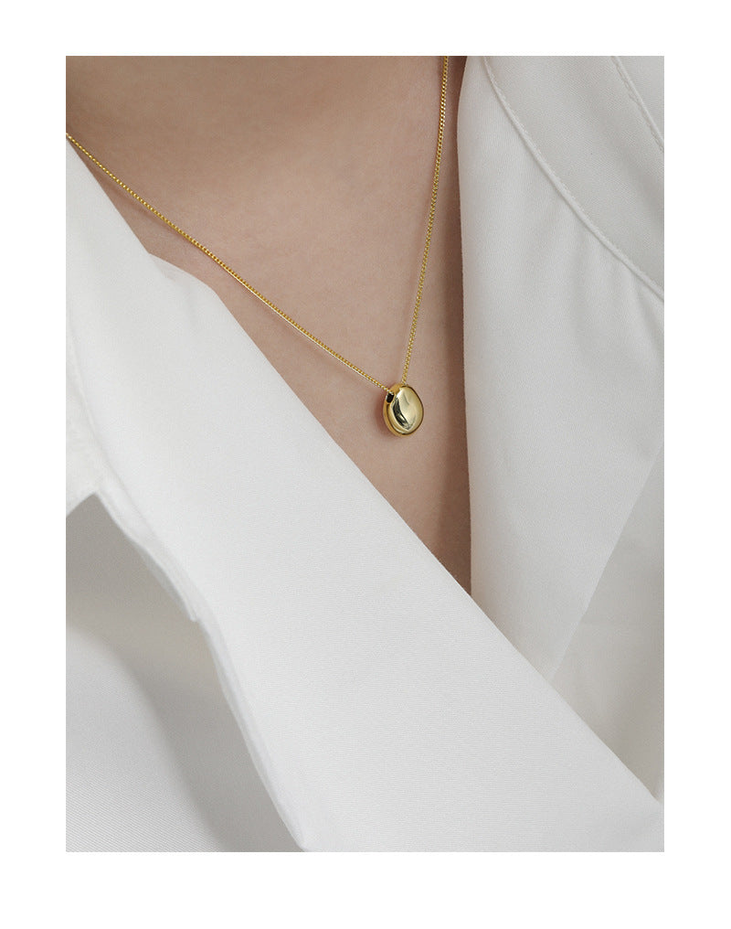 S925 Sterling Silver Egg-Shaped Pendant Necklace for Women