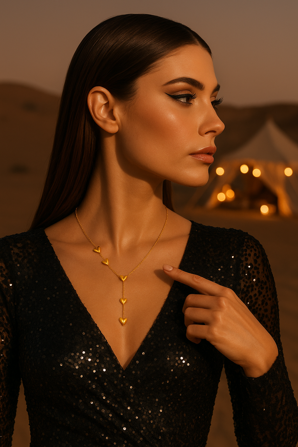 Simple Tassel Heart Necklace for Women Titanium Steel Pendant