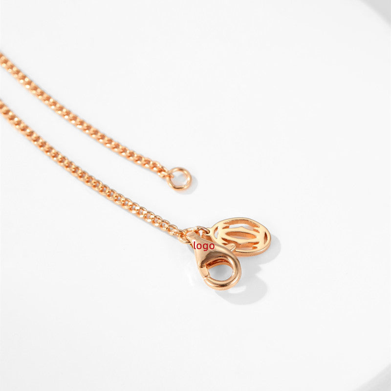 Women’s Interlocking Ring Necklace – Square Tri-Color Clavicle Chain