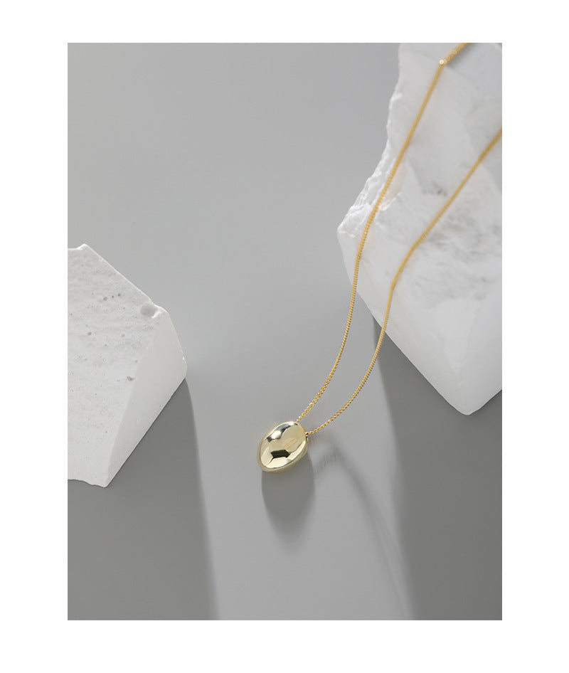 S925 Sterling Silver Egg-Shaped Pendant Necklace for Women
