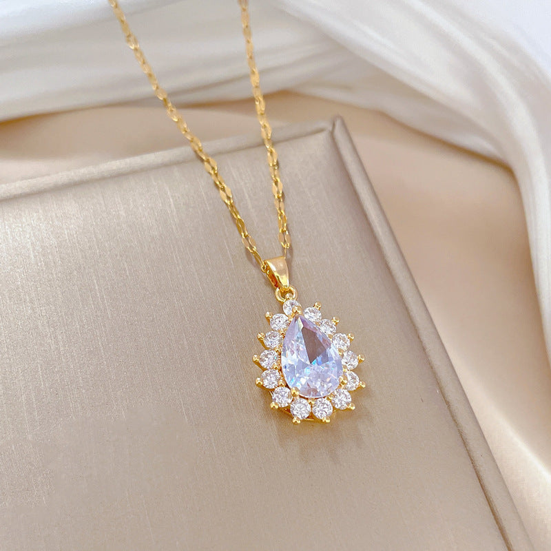 Elegant Banquet Jewelry Set – Micro-Inlaid Necklace and Earrings for Women