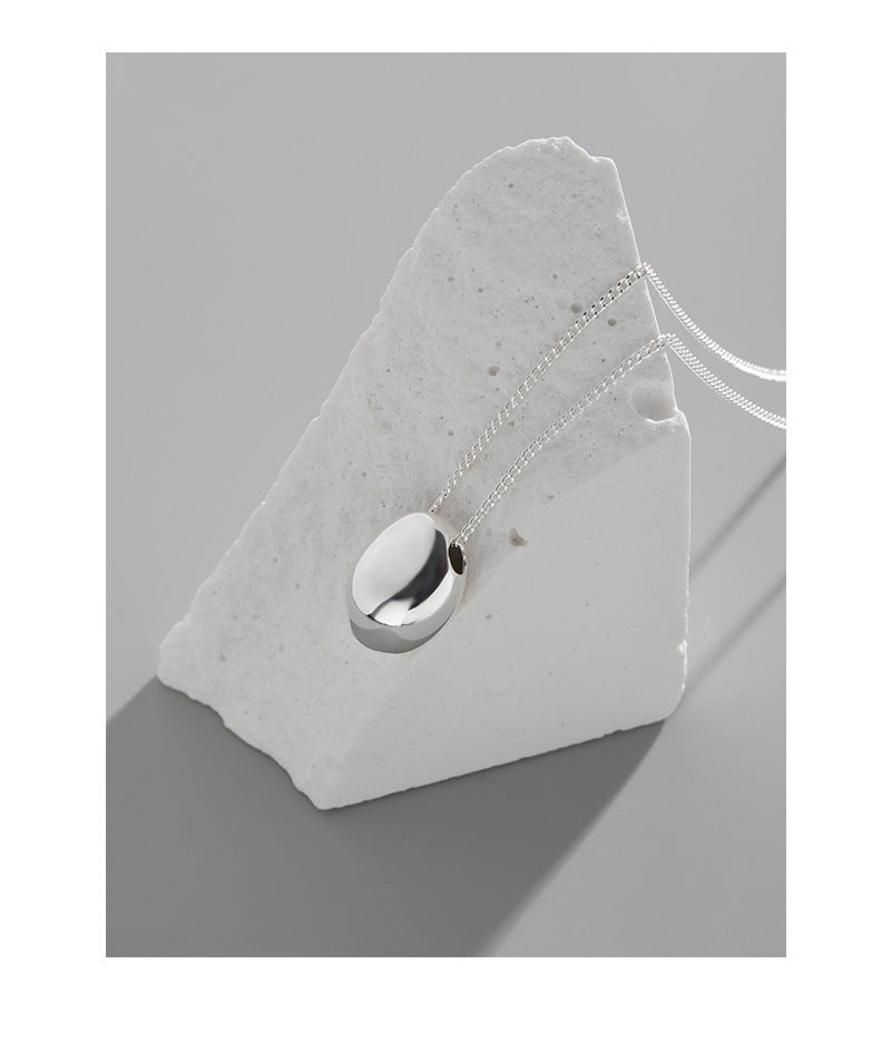 S925 Sterling Silver Egg-Shaped Pendant Necklace for Women