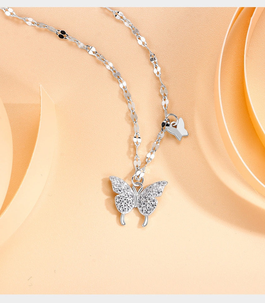 Women’s Butterfly Pendant Necklace – Luxury Tassel High-Grade Clavicle Chain