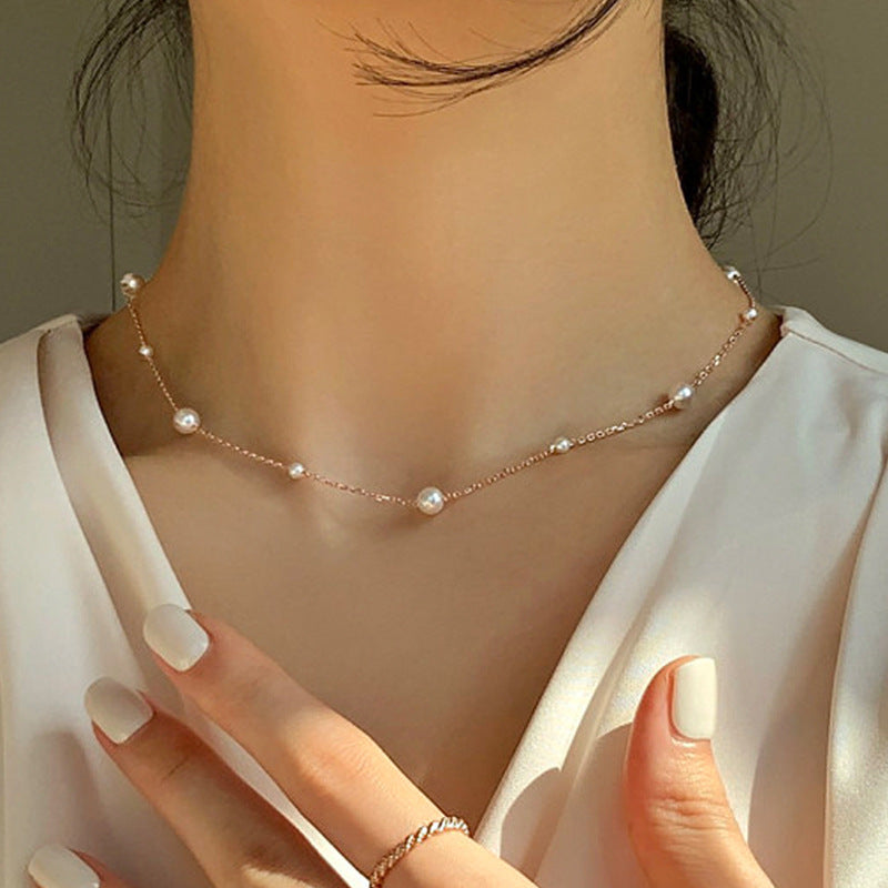 Vintage Pearl Pendant Necklace for Women – Elegant Simple Clavicle Chain