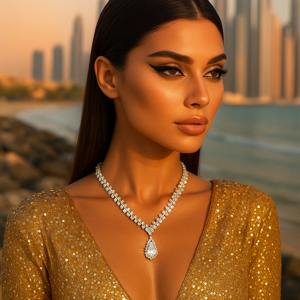 Diamond Water Drop Stitching Necklace High Profile