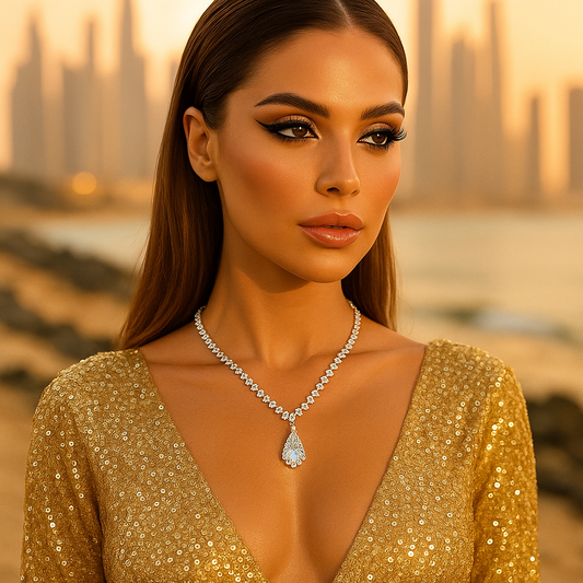 Diamond Water Drop Stitching Necklace High Profile