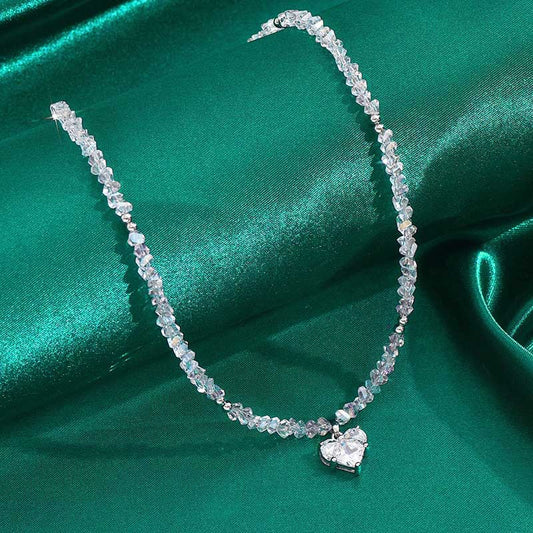 Simple Niche Personality Beaded Crystal Love Necklace