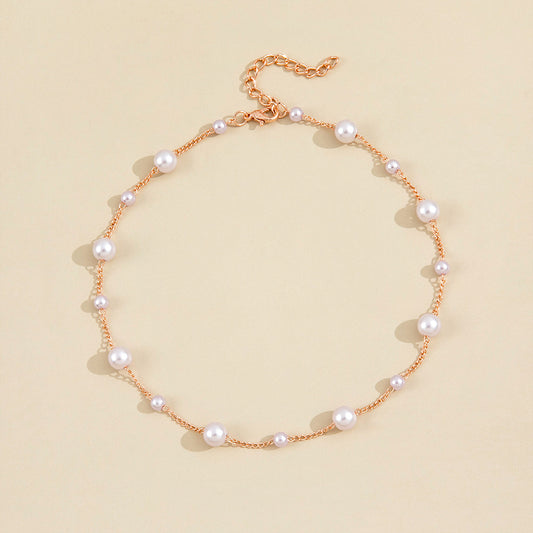 Vintage Pearl Clavicle Chain Female Simple