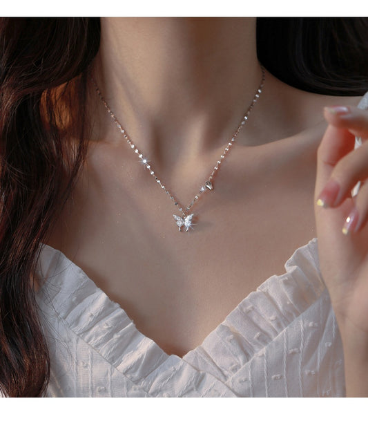 Butterfly Necklace For Women Light Luxury Minority High-grade Tassel Clavicle Chain